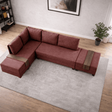 Banken - Slaapbank rood stof - XXL 280 x 210 - Links - Fly - Dimehouse