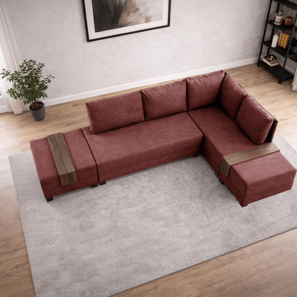Banken - Slaapbank rood stof - XXL 280 x 210 - Rechts - Fly - Dimehouse