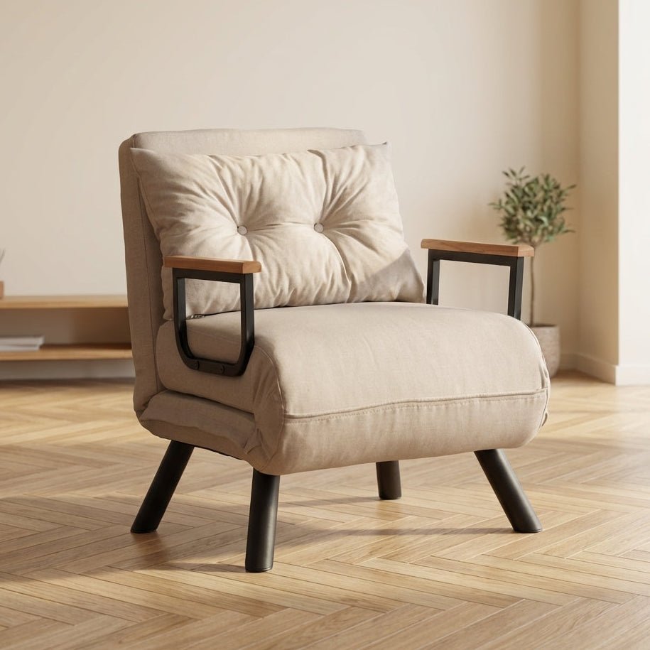 Sovelænestol Sando Fabric Creme-Light Yellow stemningsbillede i moderne interiør