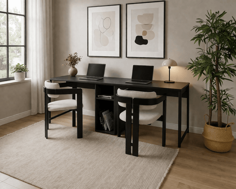 Bureaus - Bureau antraciet met zwart - 240x60 cm - Melamine - Twin - Dimehouse