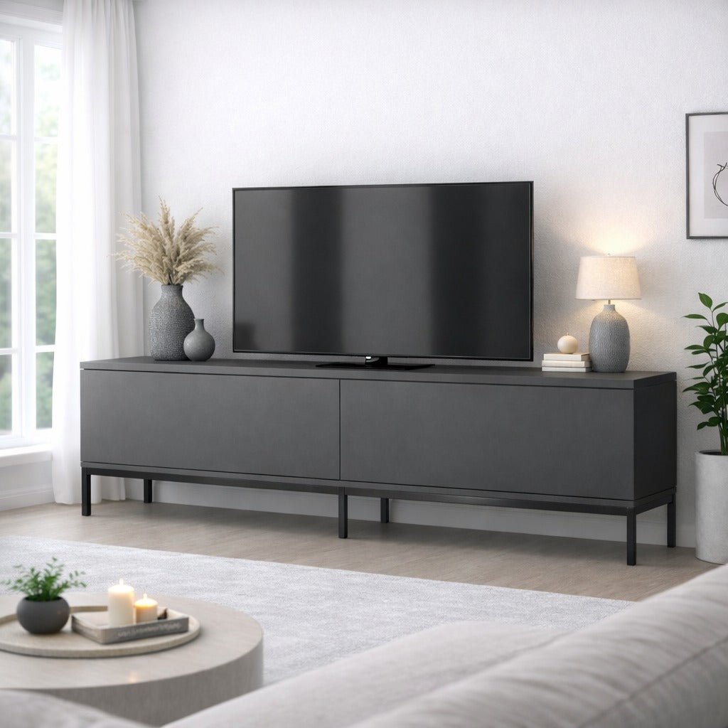 TV Møbel Lord Antracit Sort Melamin 180x47x30 cm