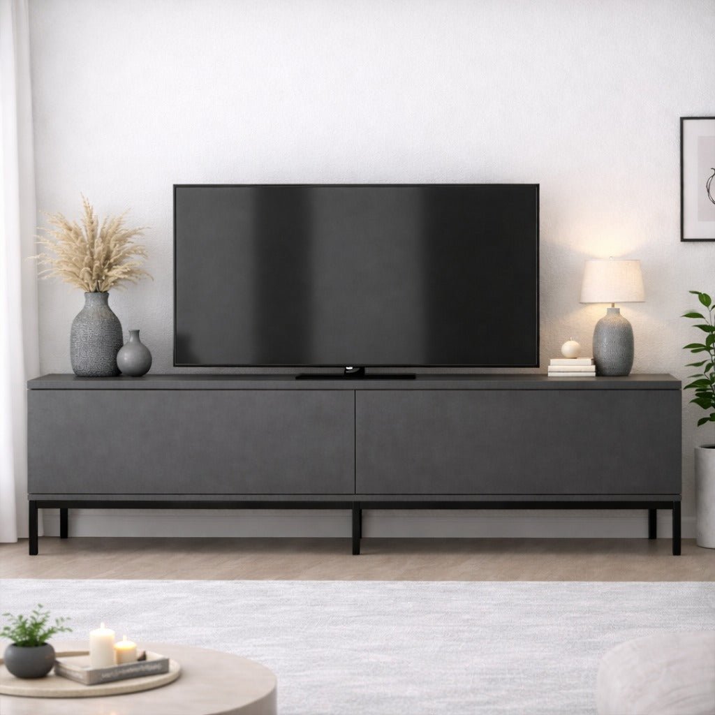 TV Møbel Lord Antracit Sort Melamin 180x47x30 cm