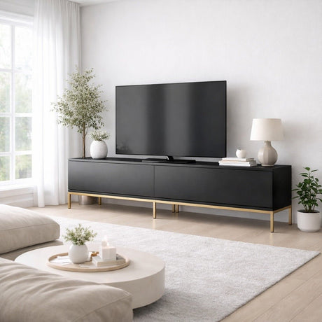 TV Møbel Lord Sort Guld Melamin 180x47x30 cm
