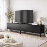TV Meubels - TV Meubel Lord Zwart Melamine 180x47x30 cm - Dimehouse