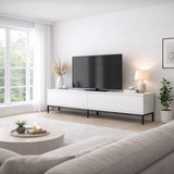 TV Meubels - TV Meubel Lord Zwart Wit Melamine 180x47x30 cm - Dimehouse
