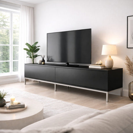 TV Møbel Lord Sort Sølv Melamin 180x47x30 cm
