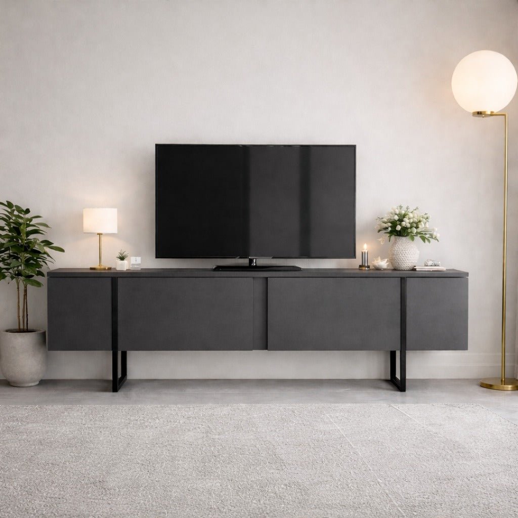 TV Møbel Luksus Antracit Sort Melamin 180x50x30 cm