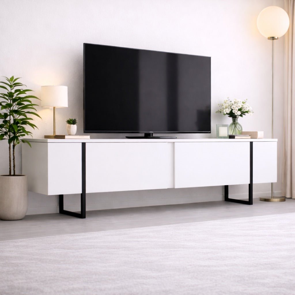 TV-møbel Luksus Hvid Sort Melamin 180x50x30 cm
