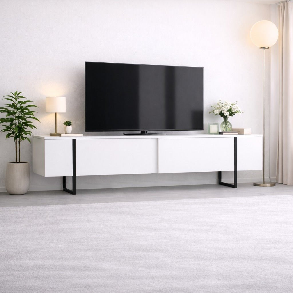 TV-møbel Luksus Hvid Sort Melamin 180x50x30 cm