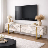 TV Møbel Marmor Melamin Guld Ramme Blitz 50x180x29,5 cm 