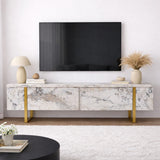 TV Møbel Marmor Melamin Guld Ramme Blitz 50x180x29,5 cm 