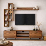 TV Meubels - TV Meubel Set Iona Walnoot Melamine 180x48,6x35 cm - Dimehouse
