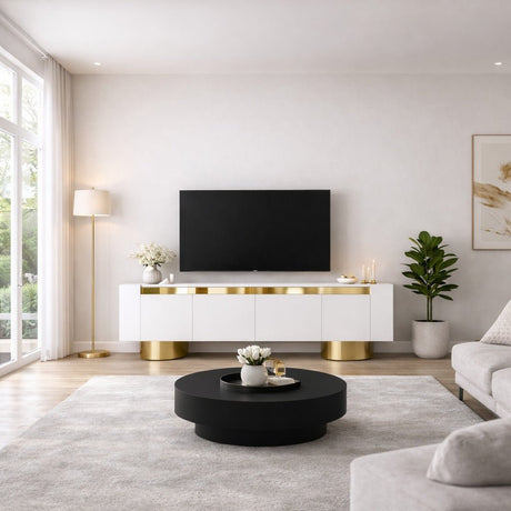 TV Møbler Hvid Bohem 180x50x30 - Gylden Ramme
