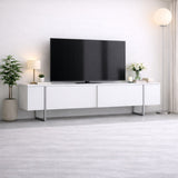 TV Meubels - TV Meubel Wit Luxe 180x50x30 - Zilver Frame - Dimehouse