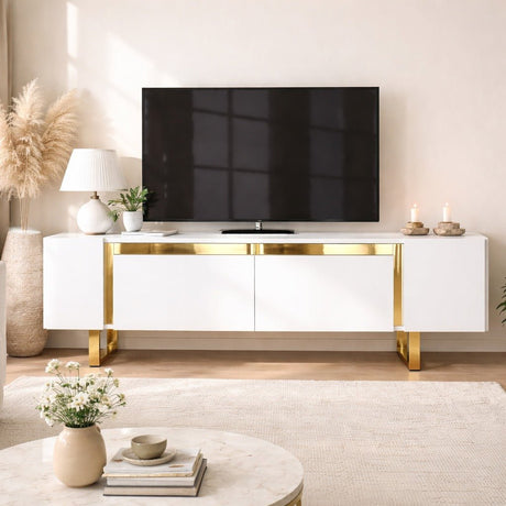 TV Møbel Hvid Yildiz 180x50x30 - Gylden Ramme
