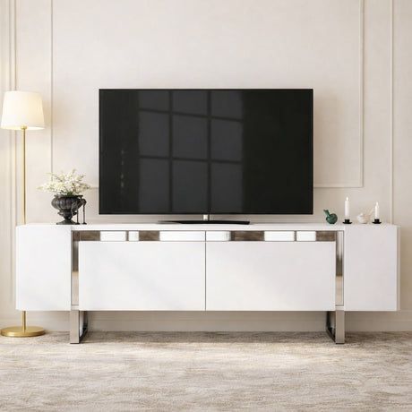 TV Møbel Hvid Yildiz 180x50x30 - Sølv Stel