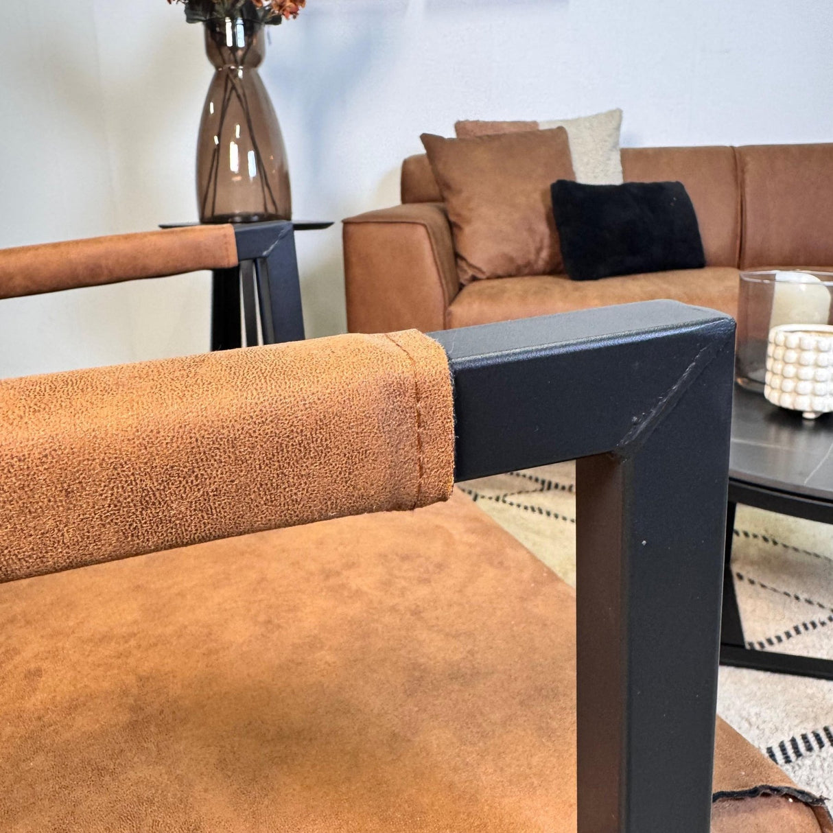 Fauteuils - Industriële fauteuil cognac eco - leer Tiger - Dimehouse