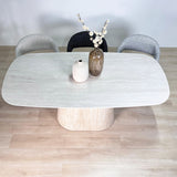 Spisestuestol Sæt af 4 Bouclé Beige Lisa - Sort Ramme 