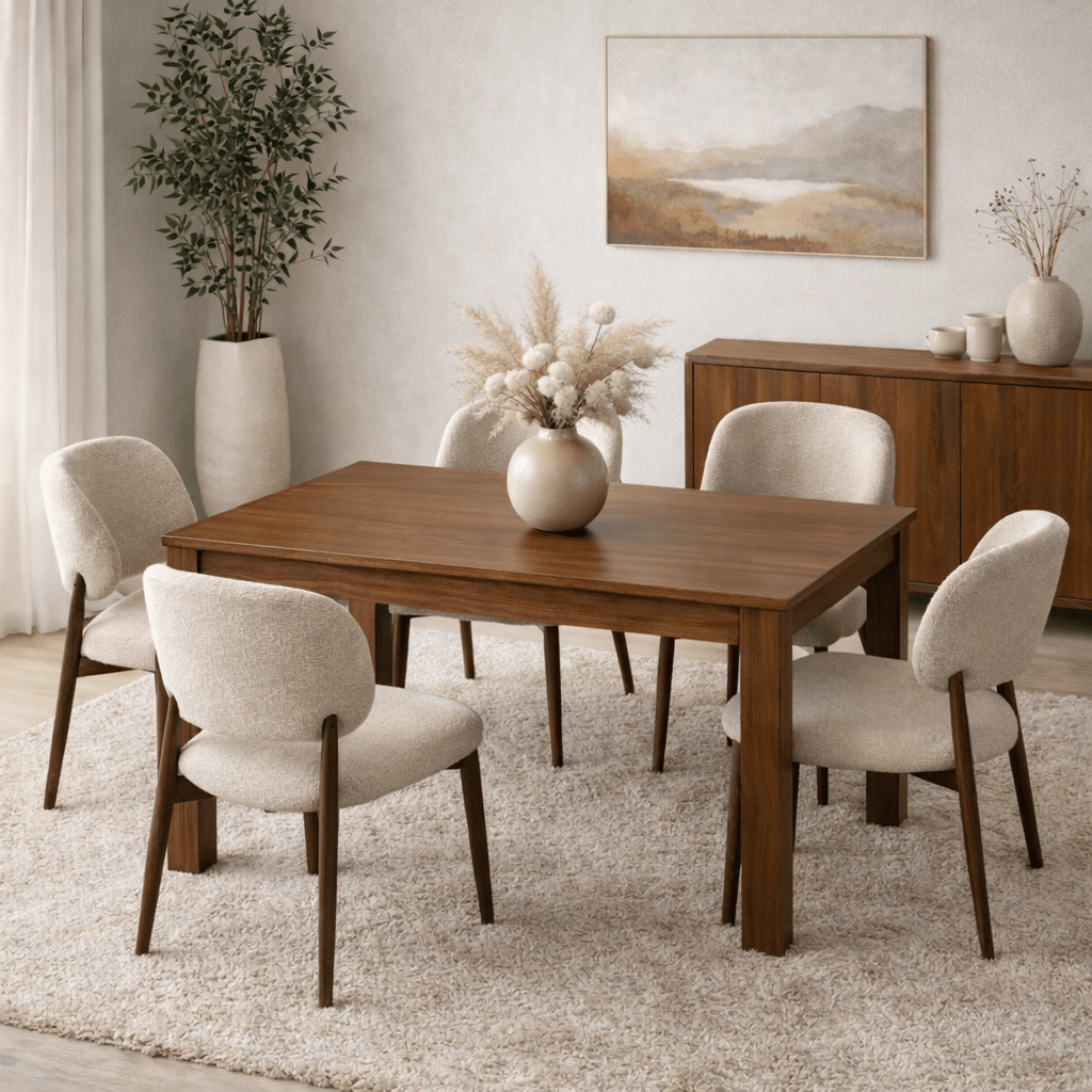Eettafels - Uitschuifbare eettafel walnoot melamine - Japandi - 130 - 170 cm - Otis - Dimehouse