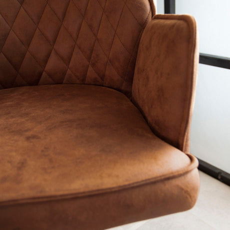 Drejelig barstol Cognac mikrofiberstof Novan - Justerbar - Med armlæn
