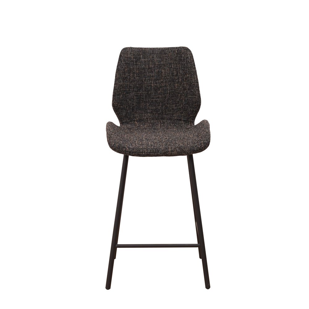 Barkrukken - Beau Barkruk Zwart Chenille Stof - 67 cm Zithoogte - Zonder Armleuningen - Dimehouse