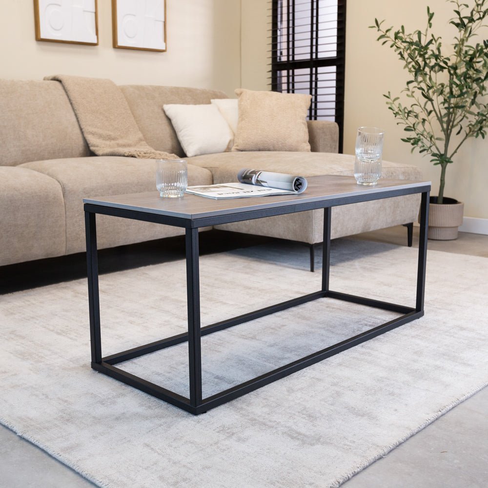 Salontafels - Salontafel Fien Grijs Marmerlook Rechthoekig 100x40 cm - Dimehouse