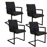 Sæt med 4 industrielle spisestuestole Jackson antracit - mikrofiber - med armlæn