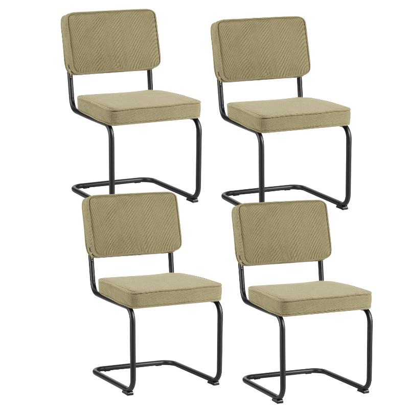 Eetkamerstoelen - Set van 4 Eetkamerstoelen Remo Groen Ribstof - Zonder Armleuningen - Dimehouse