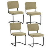 Eetkamerstoelen - Set van 4 Eetkamerstoelen Remo Groen Ribstof - Zonder Armleuningen - Dimehouse