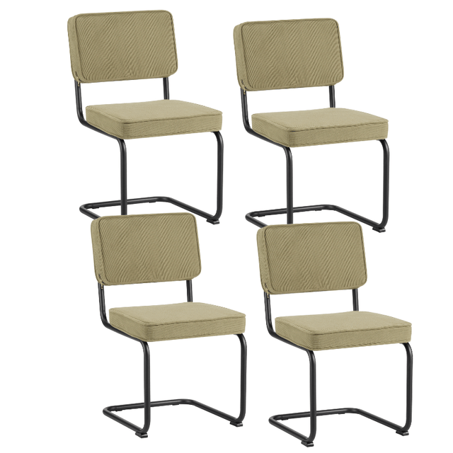 Eetkamerstoelen - Set van 4 Eetkamerstoelen Remo Groen Ribstof - Zonder Armleuningen - Dimehouse
