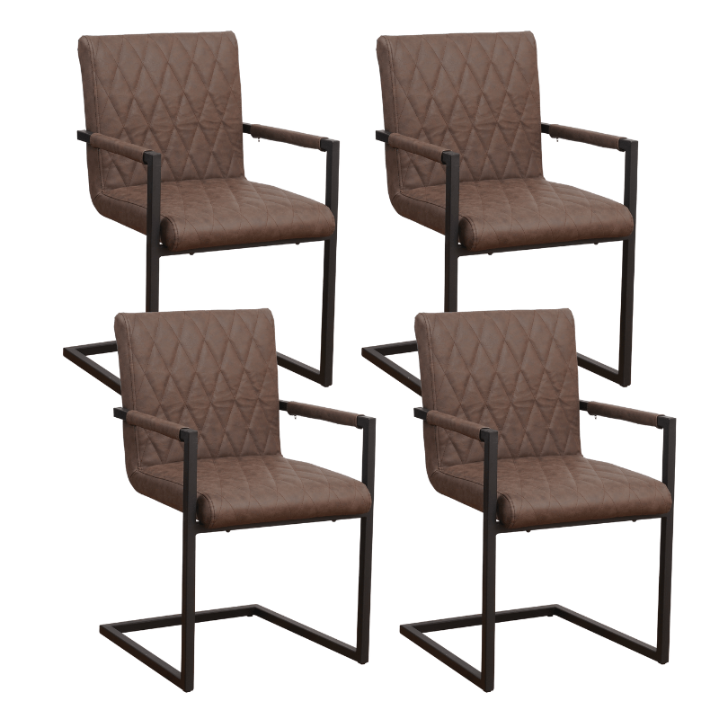 Sæt med 4 Spisestuestole Ruben Industrial Taupe - Kunstlæder - Med Armlæn
