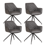 Eetkamerstoelen - Set van 4 Industriële Eetkamerstoelen Gian Antraciet - Met Armleuningen - Dimehouse