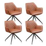 Eetkamerstoelen - Set van 4 Industriële Eetkamerstoelen Gian Cognac - Met Armleuningen - Dimehouse