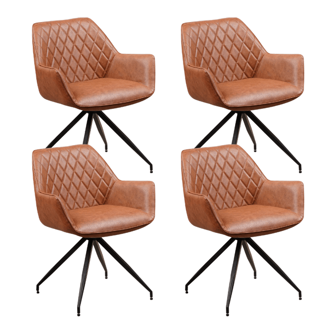 Eetkamerstoelen - Set van 4 Industriële Eetkamerstoelen Gian Cognac - Met Armleuningen - Dimehouse