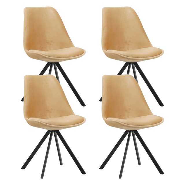 Eetkamerstoelen - Set van 4 Eetkamerstoelen Jace Velvet Beige - Zonder Armleuningen - Dimehouse