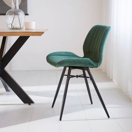 Beau Dining Room Stol Grønt Fløjlsstof - Uden Armlæn