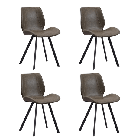 Eetkamerstoelen - Set van 4 Eetkamerstoelen Industrieel Groen Kunstleer Barry - Zonder Armleuningen - Dimehouse