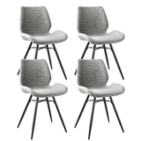 Eetkamerstoelen - Set van 4 Eetkamerstoelen Beau Grijs Chenille Stof - Zonder Armleuningen - Dimehouse