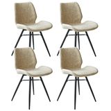 Eetkamerstoelen - Set van 4 Eetkamerstoelen Beau Crème Chenille Stof - Zonder Armleuningen - Dimehouse