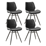 Eetkamerstoelen - Set van 4 Eetkamerstoelen Beau Antraciet Chenille Stof - Zonder Armleuningen - Dimehouse