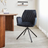 Eetkamerstoelen - Draaibare Eetkamerstoel Zwart Velvet Novan – 180° Draaibaar - Dimehouse
