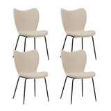 Eetkamerstoelen - Set van 4 Eetkamerstoelen Sia Beige Bouclé Stof - Zonder Armleuningen - Dimehouse