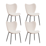 Eetkamerstoelen - Set van 4 Eetkamerstoelen Sia Crème Bouclé Stof - Zonder Armleuningen - Dimehouse