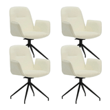 Eetkamerstoelen - Set van 4 Draaibare Eetkamerstoelen Nela Chenille Crème - Met Armleuningen - Dimehouse