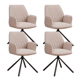 Eetkamerstoelen - Set van 4 Draaibare Eetkamerstoelen Novan Beige Bouclé – 180° Draaibaar - Dimehouse