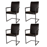 Eetkamerstoelen - Set van 4 Eetkamerstoelen Bras Industrieel Zwart - Met Armleuningen - Dimehouse