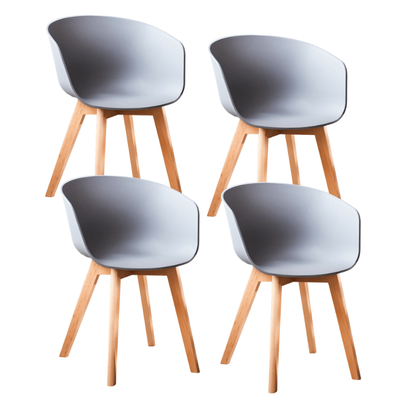 Eetkamerstoelen - Set van 4 Eetkamerstoelen Herning Scandinavisch Grijs – Kunststof en Beukenhout - Dimehouse