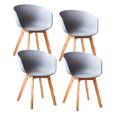 Eetkamerstoelen - Set van 4 Eetkamerstoelen Herning Scandinavisch Grijs – Kunststof en Beukenhout - Dimehouse