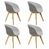 Eetkamerstoelen - Set van 4 Eetkamerstoelen Herning Scandinavisch Grijs – Kunststof en Beukenhout - Dimehouse