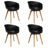 Eetkamerstoelen - Set van 4 Eetkamerstoelen Herning Scandinavisch Zwart – Kunststof en Beukenhout - Dimehouse